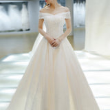Light Main Wedding Dress 2026 New Bridal Wedding Tugs Tied Thin Simple Word Shoulder Travel Wedding Dress Woman HZ0517