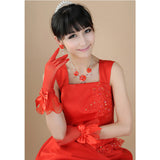 New Lace Bridal Gloves Red Lace Gloves Short With Finger Gloves Red Bridal Wedding Gloves HZ0517
