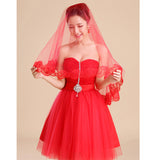 Bridal Head Yarn Korean Lace Lace Yarn Large Red Head Yarn Wedding Tug Head Yarn 1.5 Meters Wedding Dress Matching HZ0517