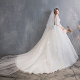 Bride Long Tail 2025 New Long-Sleeved Lace Repair Large Court Transparent Wedding Dress HZ0517