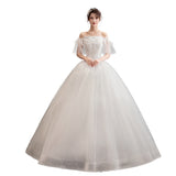 2025 New Supply Wedding Dress One-Word Shoulder Feather Sexy Lace Large Size Wedding Dress F50 HZ0517