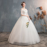 Wedding Dress Bridal Wedding Dress A Word Shoulder Sleeve Wedding Dress 2025 New Large-Size Wedding Dress F51 HZ0517