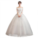 Wedding Dress Bridal Wedding Dress A Word Shoulder Sleeve Wedding Dress 2025 New Large-Size Wedding Dress F51 HZ0517