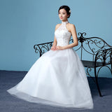 Second Hair 2025 New Large-Size Korean Version Of The Breast Hanging Neck Sweet Wedding Dress White Qidi Princess Wedding Dress T32 HZ0517