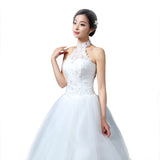 Second Hair 2025 New Large-Size Korean Version Of The Breast Hanging Neck Sweet Wedding Dress White Qidi Princess Wedding Dress T32 HZ0517