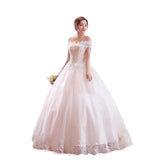 2025 New One-Word Shoulder-To-Shoulder-To-Shoulder Wedding Dress Bridal Lace Large-Size Thin Back-To-Shoulder Wedding Dress G21 HZ0517