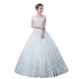 2025 Fashion Korean Version Of The One-Word Shoulder Wedding Lace Bridal Wedding Dress Dress Dress HZ0517