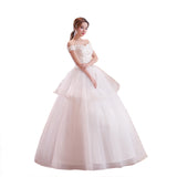 2025 New Wedding Dress Word Shoulder-To-Shoulder-To-Shoulder Flower Bride Lace White Wedding Dress Woman G17 HZ0517