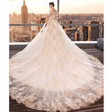 2025 New Bridal Shoulder Wedding Dress Is Thin And Simple Long Tail Hepburn Light Luxury Starry Wedding Dress Spring HZ0517
