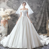 The Set Of Noodle Wedding Dress 2026 New Bride's Words And Shoulders Simple Heben Thin Small Son Mori Super Fairy Tail Wedding Dress HZ0517