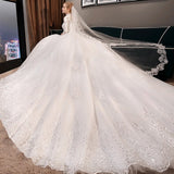 Light Wedding Dress 2026 New Bridal Tailing Dream Net Red Long-Sleeved Court Style Light Wedding Dress HZ0517