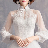 Mori Style Wedding Dress 2026 New French Retro Bridal Princess Long Tail Collar Long Sleeve Thin And Light Wedding Dress HZ0517
