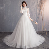 Mori Style Wedding Dress 2026 New French Retro Bridal Princess Long Tail Collar Long Sleeve Thin And Light Wedding Dress HZ0517