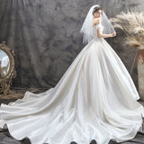 The Set Of Noodle Wedding Dress 2026 New Bride's Words And Shoulders Simple Heben Thin Small Son Mori Super Fairy Tail Wedding Dress HZ0517