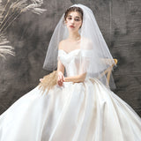 The Set Of Noodle Wedding Dress 2026 New Bride's Words And Shoulders Simple Heben Thin Small Son Mori Super Fairy Tail Wedding Dress HZ0517