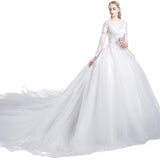 French Wedding Dress 2026 New Bride Shoulder-To-Shoulder Tail Dream Simple Lanky Sleeves Of Women HZ0517