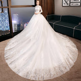 Light Wedding Dress 2026 New Bridal Tailing Dream Net Red Long-Sleeved Court Style Light Wedding Dress HZ0517