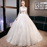 Light Wedding Dress 2026 New Bridal Tailing Dream Net Red Long-Sleeved Court Style Light Wedding Dress HZ0517
