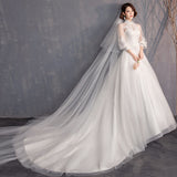 Mori Style Wedding Dress 2026 New French Retro Bridal Princess Long Tail Collar Long Sleeve Thin And Light Wedding Dress HZ0517