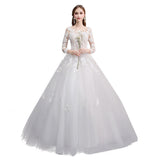 Main Wedding Dress Woman 2026 New Bride Wedding Word Shoulder Drag Long Sleeve Simple Light Wedding Dress Small HZ0517