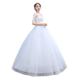 2025 Bride Large-Size Wedding Dress A Word Shoulder Thin Sleeve Lace Wedding Dress Woman T47 HZ0517