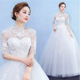 2025 New Bridal Wedding Dress Sleeve Shoulder Lace Single-Socket Wedding Dress Neatly Pregnant Women Slimming HZ0517