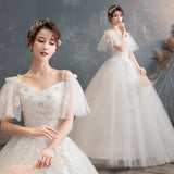 Light Wedding Dress 2025 New One-Word Shoulder Bride Wedding Sling Sen Wearing Thin Dream Wedding Dress F49 HZ0517