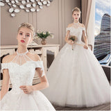 One-Word Shoulder Wedding Dress 2025 New Lace Bridal Wedding Large-Size Slim Thin Princess Dress HZ0517