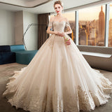 French Wedding Dress 2025 New Bridal Small Champagne-Colored Drag Hepburn Retro Thin Super Fairy Thin HZ0517