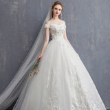 Wedding Dress 2026 New Word Shoulder Bride Thin High-Waist Pregnant Simple Small Tail HZ0517