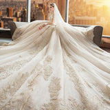 French Wedding Dress 2025 New Bridal Small Champagne-Colored Drag Hepburn Retro Thin Super Fairy Thin HZ0517