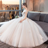One-Word Shoulder Wedding Dress 2026 New Bridal Korean Version Of The Court Princess Is Thin And Simple Wedding Dress HZ0517