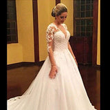 New Sexy Deep V-Neck Fishtail Wedding Dress Lace Wedding Dress HZ0517