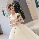 Light Wedding Dress 2026 New Bridal Tailing Dream Shoulder He Law Style Mori Super Fairy Simple Wedding Dress HZ0517