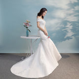 One-Word Shoulder Sen Shawl Dress Princess Slim Thin Fish Tail Tail Bridal Wedding Light Wedding Dress 2026 New HZ0517
