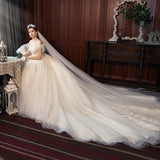 One-Word Shoulder Wedding Dress 2026 New Bridal Main Yarn French Style Tail Dream Simple Thin Spring Light Wedding Dress HZ0517