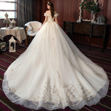 One-Word Shoulder Wedding Dress 2026 New Bridal Main Yarn French Style Tail Dream Simple Thin Spring Light Wedding Dress HZ0517