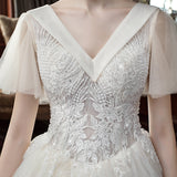 Main Wedding Dress Woman 2026 New Bride Word Shoulder Dragsen Super Fairy Dream Star Princess Light Wedding Dress HZ0517