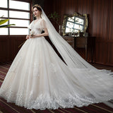 Main Wedding Dress Woman 2026 New Bride Word Shoulder Dragsen Super Fairy Dream Star Princess Light Wedding Dress HZ0517