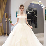 Light Wedding Dress 2026 New Bridal Tailing Dream Shoulder He Law Style Mori Super Fairy Simple Wedding Dress HZ0517