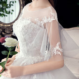 Wedding New Word Shoulder Sleeve Bride Together Large Size Thin Lace Wedding Dress Spring F59 HZ0517