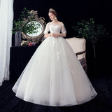 Wedding New Word Shoulder Sleeve Bride Together Large Size Thin Lace Wedding Dress Spring F59 HZ0517