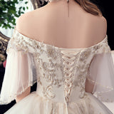 Supply Of Wedding Dress 2025 New Large-Size Shoulder-To-Shoulder Line Super Fairy Bridal Champagne Wedding Dress F62 HZ0517