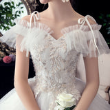 Wedding Dress Super Fairy 2025 New Champagne Bride Wedding Word Shoulder Slings Thin Wedding Dress F60 HZ0517