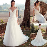 Wedding Dress 2026 New Hot Lace Dress French Paste Deep V-Neck Transparent Long-Sleeved Main Wedding Dress HZ0517