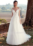 Wedding Dress 2026 New Hot Lace Dress French Paste Deep V-Neck Transparent Long-Sleeved Main Wedding Dress HZ0517