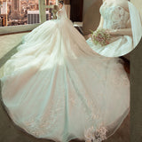 Supply 2025 New Hepburn Princess Dream Brat Simple Bridal Large-Size Super Fairy Long Tail Wedding Dress HZ0517