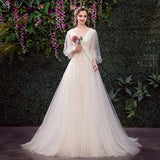 Korean Light Wedding Dress 2026 New Bride Simple Super Xian Hepburn V Studio Shooting Small Tug Tail Thin HZ0517