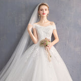 One-Word Shoulder Main Wedding Dress 2026 New Female Maid Bridal In The Spring High-Waist Long Tug-Tail Thin Dress HZ0517
