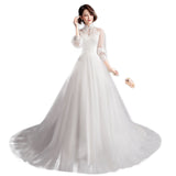 Mori Style Wedding Dress 2026 New French Retro Bridal Princess Long Tail Collar Long Sleeve Thin And Light Wedding Dress HZ0517